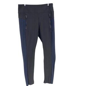 Athleta Stellar Two Tone‎ Tight Black and Navy Blue Size M